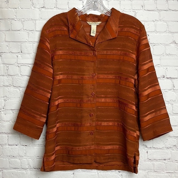French Laundry Button Down Blouse in Rusted Orange - Picture 1 of 12